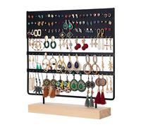 Soporte para pendientes, expositor de 3 niveles, organizador de joyas para pendientes, soporte para pendientes de 144 agujeros con base de m