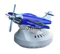 Soporte para perfume de coche con diseño de avión giratorio alimentado por energía solar, difusor de fragancia de plantas naturales para vehículos y espacios pequeños (azul blanco principal)