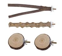 Soporte para periquitos de madera natural para pájaros, plataforma para loros, palos de escalada, ramas, accesorios para jaula de pájaros, paquete de 4 ramas colgantes, decoración de pared, rama