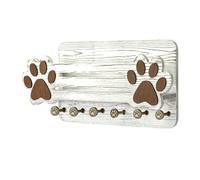 Soporte para perro para pared, diseño de pata de madera, 6 ganchos, 33 x 19 x 6,8 cm, soporte para llaves, soporte organizador de entrada, almacenamiento colgante que ahorra espacio, para entrada del