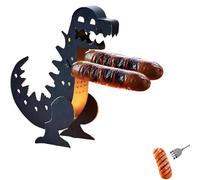 Soporte para perros calientes de dinosaurio para parrilla, divertido estante de salchichas para barbacoa, asador portátil de acero inoxidable para cocinar al aire libre, camping, fiestas de barbacoa