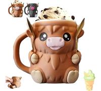 Soporte para pinta de helado de vaca con asa y 2 cucharas, recipiente a prueba de fugas impreso en 3D para Ben & Jerry's, paletas y latas de cerveza, bonito regalo de animales para los amantes de los