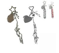 Soporte para pintalabios de acero inoxidable, 2 en 1, soporte elegante para brillo de labios con espejo, bolsa de almacenamiento de lápices labiales de cristal brillante, Corazón y estrella, Soportes