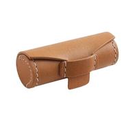 Soporte para pintalabios, de piel suave, cilíndrica, organizadora compacta para bálsamo de labios, soporte elegante y portátil para mujeres y niñas, perfecto para viajes, marrón
