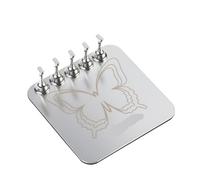 Soporte para pintar uñas Soporte for uñas de mariposa rosa, 6 unidades/juego, soporte práctica for puntas postizas, Base Aurora, magnético completo, bandeja for salón manicura(Silver Butterfly)