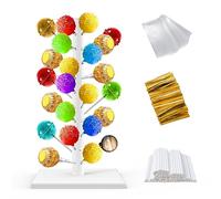 Soporte para Piruletas,Piruleta Soporte 60 Holes,Soporte para Cake Pop,Soporte de Piruleta con 100 Palitos,Soporte Cake Pops,Lollipop Stand Madera para Deco Navideña Boda Cumpleaños Baby Showers