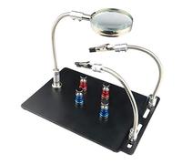 Soporte para placa de circuito, manos ayudantes, soldadura, tercera mano, con lupa, lámpara LED, 2 brazos, multímetro digital 6000