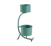 [en.casa] Soporte para Plantas en Forma de C Estantería de Pie con 2 Maceteros Incluidos para Flores Organizador de Macetas para Oficina Portamacetas Metal 63x29x21cm - Verde