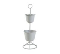 [en.casa] Soporte para Plantas Organizador de Macetas con 2 Maceteros Incluidos Portamacetas con Base Circular para Hogar y Oficina Metal 77xØ26cm - Gris Claro