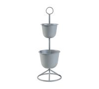 Soporte para plantas alphen con 2 maceteros metal 77xø26cm - gris [en.casa]