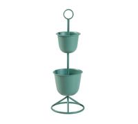 [en.casa] Soporte para Plantas Organizador de Macetas con 2 Maceteros Incluidos Portamacetas con Base Circular para Hogar y Oficina Metal 77xØ26cm - Verde