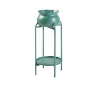 [en.casa] Soporte para Plantas con 1 Estante y 1 Macetero extraíble Organizador de Macetas para Oficina Estantería Independiente para Flores Adornos Portamacetas Metal 81x40x40 cm - Verde