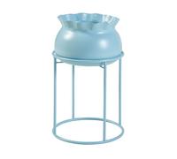 [en.casa] Soporte para Plantas Flores con 1 Macetero Extraíble Diseño Redondo Moderno Organizador de Macetas para Hogar y Oficina Portamacetas Metal 38xØ24 cm - Azul Claro