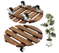 Soporte para Plantas con Ruedas, 2 Ruedas para Planta, Carrito para Plantas de Madera con Ruedas Giratorias, Rodillo para Plantas, Madera para plantas con Ruedas, Base con Ruedas para Macetas