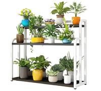 Soporte para Plantas De 3 Niveles para Interior Y Exterior, Soporte Alto De Metal Resistente para Múltiples Macetas, Negro, 80 Cm/31,5" De Largo（White+Black-100Cm/39.4）