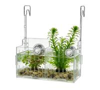 Soporte para plantas de acuario, maceta hidropónica de doble gancho, acrílico transparente de altura ajustable, estante colgante para maceta de pecera, decoración subacuática, musgo de vid
