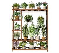 Soporte para plantas de interior con sistema de polea, altura ajustable, soporte para macetas, escalera de jardín para plantas de interior/exterior, organizador de plantas que ahorra espacio.