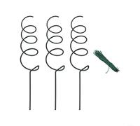 Soporte para plantas de jardín, estacas en espiral, 43 cm, postes de cultivo de metal con lazos para plantas para trepar verduras, tomates, pepinos, exteriores e interiores (A)