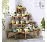 Soporte para plantas de madera maciza para interiores y exteriores, estante esquinero para macetas de 4 niveles, estante redondo festoneado organizador de plantas para balcones de jardín ( Color : A )