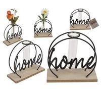 Soporte para Plantas de Metal sobre Placa de Madera, con Tubo de ensayo, Aprox. 13 x 5 x 13,5 cm