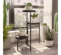 Soporte para plantas, esquina de 3 niveles, estantería de metal con bandejas extraíbles, estantería para plantas de varios niveles para varias plantas, soporte para flores para jardín, esquina de