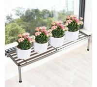 Soporte para Plantas, Estante de Acero Inoxidable para alféizar de Ventana, Estante de Almacenamiento para encimera Que Ahorra Espacio para Plantas de Sala de Estar, 60x20x50cm (23.5"x7.9"x1
