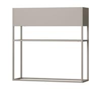 [en.casa] Soporte para Plantas Joensuu con Jardinera Estantería Elevada para Plantas con 1 Estante Apto para Interior y Exterior Terraza Salón Oficina Acero 80 x 80 x 25 cm - Gris claro