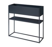 [en.casa] Soporte para Plantas Joensuu con Jardinera Estantería Elevada para Plantas con 1 Estante Apto para Interior y Exterior Terraza Salón Oficina Acero 80 x 80 x 25 cm - Negro