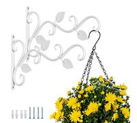 Soporte para Plantas para Colgar en la Pared, 2 Piezas Ganchos para Colgar Hierro Blanco Soportes ara la Pared 29.5cm Maceta Alimentador Pájaros Colgador Gancho Jardín Exterior Retro Tornillos Balcón