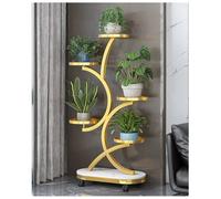 Soporte para Plantas, Soporte metálico de 4/5 Niveles con Ruedas, Soporte Multicapa de Hierro para macetas, Estante de exhibición para Plantas de Interior y Exterior para Patio, balcón, Sala