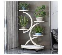 Soporte para Plantas, Soporte metálico para Plantas de 4/5 Niveles con Ruedas - Soporte Multicapa de Hierro para macetas, Apto para Uso Interior y Exterior, Estante exhibir pla