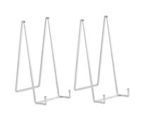 Soporte para Platos Decorativos Grandes - Soporte de Caballete para Expositor Mesa - Soportes Metalicos Para Placas Pesados | Cuadros | Marcos de Fotos | Libros | Lienzos - Plata - 2 Piezas - 30,5 cm