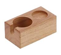 Soporte para portafiltro de café con 2 orificios, soporte de madera para estación de manipulación de café, estante de almacenamiento para accesorios de espresso, madera compuesta (Naturaleza Madera