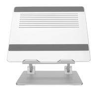 Soporte para portátil con flujo de aire de refrigeración, almohadilla antideslizante y elevador ajustable (plateado)