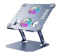 Soporte para portátil con ventilador - almohadilla de refrigeración de metal, soporte de altura ajustable doble | Plataforma plegable ergonómica para mesa de escritorio Workstation Notebook Acces