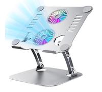 Soporte para portátil con ventilador, soporte de refrigeración plegable, almohadilla de refrigeración portátil, portátil ergonómico con ventiladores y altura ajustable, soporte elevador para portátil