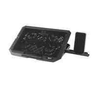 iggual - Base Refrigeradora Portátil de hasta 17” con 4 Ventiladores Silenciosos y Soporte para Móvil, Base Ajustable con 7 Alturas y Luz LED Azul, Incluye Cable USB-A (RP4V17)