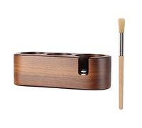 Soporte para Prensador de Cafe, Estación de Tampones de Madera Antideslizante Soporte de Apisonamiento con Cepillo para Limpiar el Cafe para Tamper de Cafes de 51-54 mm