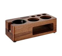 Soporte para prensar espresso, estante para café, soporte para herramientas de encimera de tamaño compacto, base de accesorios de madera maciza, función de almacenamiento de equipos de café, soporte