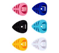 Soporte para púas de guitarra en forma de triángulo, 6 uds, con parte posterior adhesiva y resorte, estuche de con clip para púas, duradero para bajo acústico y ukelele