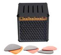 Soporte para púas, estuche para púas de guitarra, púa para guitarra acústica, soporte para púas de guitarra, amplificador y altavoz, caja portátil de gran capacidad impresa en 3D para músicos
