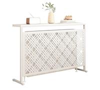 Soporte Para Radiador Almacenamiento de Escritorio en Losa de Piedra Mesa Auxiliar Para Sofá con Diseño Calado Estante Para Cubrir Radiadores Ideal Para Sala de Estar y Dormitorio(White,80*25*90cm)