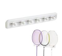 Soporte para raqueta de tenis, organizador de raqueta de bádminton, gancho de equipo deportivo montado en la pared, 15.75 x 1.61 x 1.97 pulgadas con diseño deslizante para gimnasio, apartamento, patio