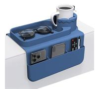 Soporte para reposabrazos de sofá, bandeja antideslizante de silicona, organizador de bebidas y aperitivos con bolsillo lateral, alfombrilla flexible para almacenamiento remoto del teléfono, sillón