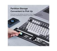 Soporte para ReposamuñEcas para Teclado con Estuche de Almacenamiento de ParticióN de Escritorio, para Teclado de Computadora, Oficina, Negro