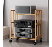 Soporte para reproductor de CD de 2/3/4/5 niveles, estante estéreo para el hogar con estante ajustable en altura y rueda, soporte de TV multiusos, torre de audio, soporte de audio estéreo (marrón, 50