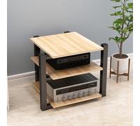 Soporte para reproductor de discos audio/video, soporte para reproductor de discos, torre de medios, estante de componentes para oficina en casa y teatro, color marrón claro (65 cm)