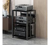 Soporte para reproductor de DVD y CD, resistente, estable y duradero, con ruedas, fácil de montar, consola de juegos, gabinete de almacenamiento, estantería para altavoces (blanco, 3 neumáticos)