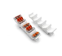 Soporte para riel de sujeción para Wago 221-412, 221-413, 221-415 - DIN 35 mm, acople de 5 vías, 2 unidades, PETG blanco, fabricado en Alemania
