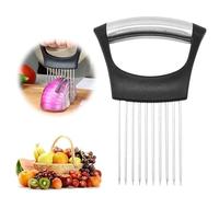 Soporte para rodajas de cebolla de acero inoxidable, rebanador de limón, cortador de verduras, herramienta auxiliar para cortar cuchillos de cocina, herramientas de cocina para el hogar para carne (1)